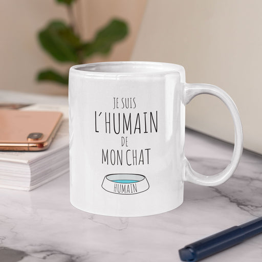 Mug Parole de Chat avec illustration «Je suis l'humain de mon chat»