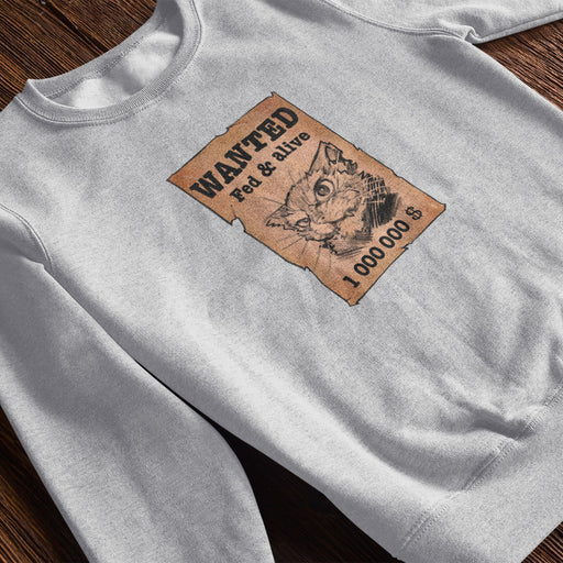 Sweatshirt gris Parole de Chat avec illustration « Wanted »
