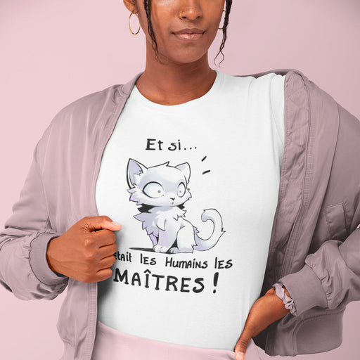 T-shirt blanc Parole de Chat avec illustration «Et si»