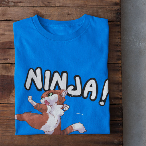 Tshirt bleu Parole de Chat avec illustration « Ninja »